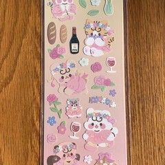 Pink Floral Cats Sticker Sheet