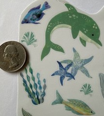 SEA CREATURE Mylar Sticker (22pc)Dolphin•Turtle•Fish•Whale •Starfish•Card Making