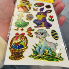 VTG Holographic Shiny Foil Gold Edged Easter Stickers 2 Packs New Old Stock