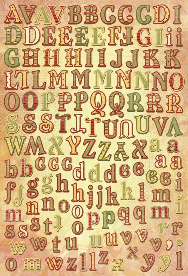 Scrapbooking Crafts KF Stickers Whimsy Alphabet Red Green Stripes Capital Small
