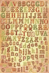 Scrapbooking Crafts KF Stickers Whimsy Alphabet Red Green Stripes Capital Small
