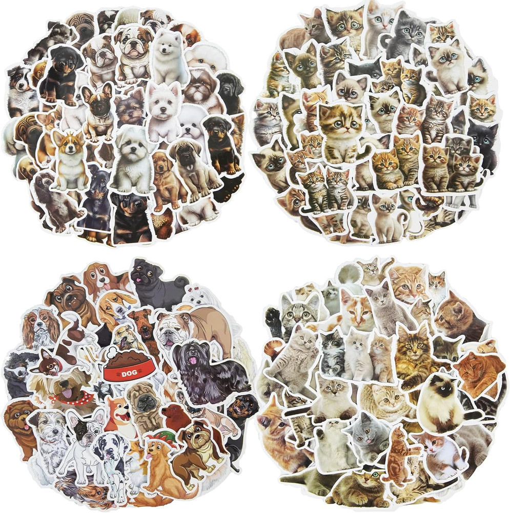 300 Peeking Cats and Dogs Stickers for Kids and Adults, for Crafts and Decor