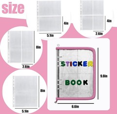 A5 Sticker Storage Book, 40 Pages, 180 Pockets, Pink