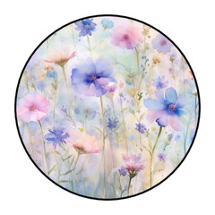 30 WILDFLOWERS ENVELOPE SEALS STICKERS LABELS TAGS 1.5″ ROUND FLORAL PINK PURPLE