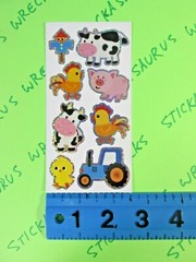 On The Farm Animals Style 3 Prismatic Sticker Mod Tractor Chickens Cows