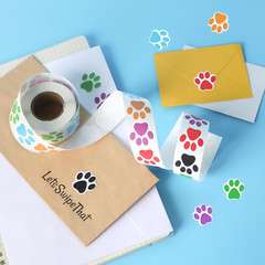 500PCS Dog Paw Print Stickers, 1 Inch Colorful Dog Stickers for Kids, Self-Adhes