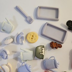 UNUSED Decorative Buttons BAKING COOKIES TEA SET Crafts Sewing Scrapbook