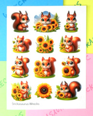 Squirrels & Sunflowers Sticker Sheet