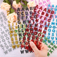 8 Colors Glitter Alphabet Letter Stickers for Grad Cap and Handicraft Art, Gl…
