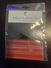 DCWV Adhesive Ribbon-1yd each of 3 shades-5/8″-/Red/Blue/Tan& Brown