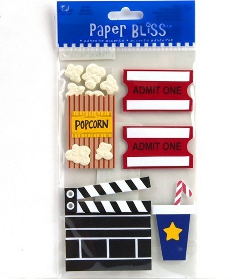Movies Movie Theatre Theater Popcorn Drink Soda Ticket Take Paper Bliss Stickers