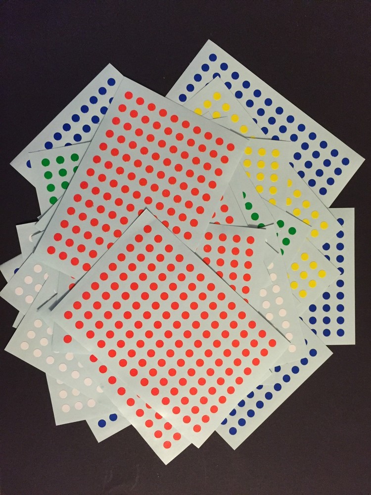 2400pcs X 8mm 5 Color Round Circle Spot Dot Marker Adhesive Stickers Japan