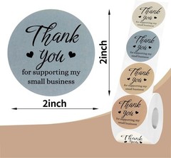 Heartfelt Gratitude: 500 Pcs 2-Inch Matte Thank You Round Stickers for Packaging