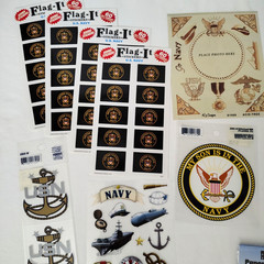 US NAVY Scrapbook Stickers Lot USN Patriotic USA Window Flags Military
