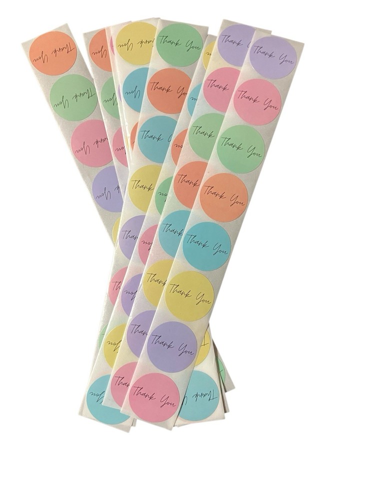 100 Thank You Stickers Colorful Pastel Party Favor Gift Supplies Free Shipping