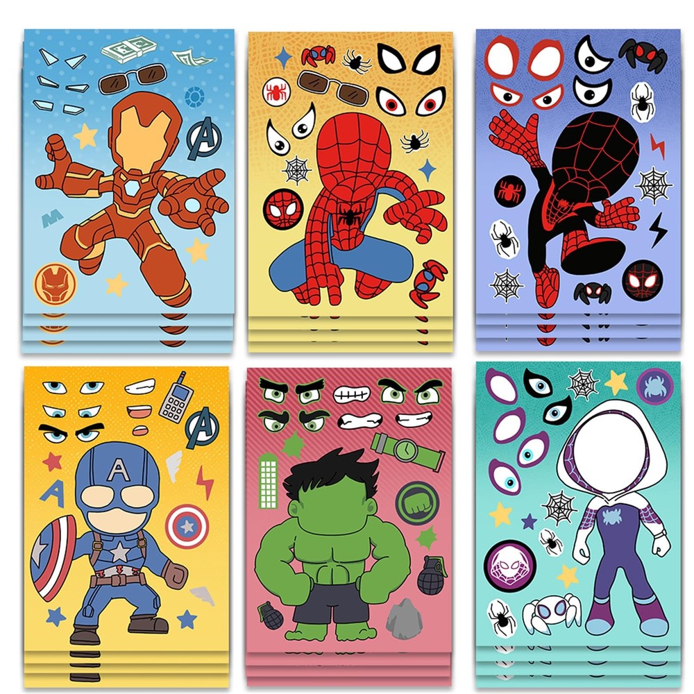 24 Sheets Cute Superhero Stickers for Kids Make Your Own Movie Sticker Make a…