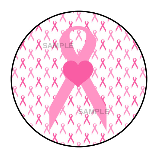 Pink ribbon stickers, labels, tags, envelope seals, Breast cancer awareness
