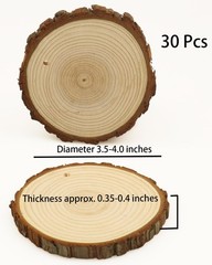 Natural Wood Slices 30 Pcs 3.5-4 Inches Craft Unfinished Wood Kit Predrilled …