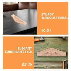 2Pcs Elegant European Style Wood Applique Onlays for Furniture Decoration