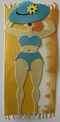 LADY ON BEACH TOWEL “Pre-Made”Die-Cut(1pc)Lake•River •Swim•Swimsuit•Card Making•