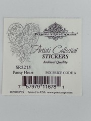 Vintage PSX Designs Stickers (9 – 2″ x 2″ Stickers) Pansy Heart NEW