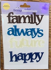 Joann Scrap Essentials Family Acrylic Word Always Future Happy Scrapbook Sticker