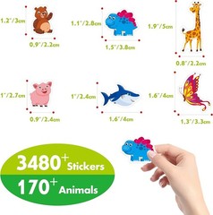 1300+ Stickers for Kids, 8 Sheets Cute Animal Stickers Bulk for Classroom Crafts