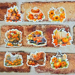 Fall Harvest Pumpkin Stickers | Rustic Autumn Cottagecore | Set of 10 Stickers