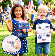 500 Holographic American Flag Star Stickers Self-Adhesive for 4Th of July Crafts