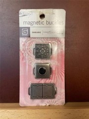 RARE Vintage Basic Grey MAGNETIC BUCKLES 3 PACK free USA ship