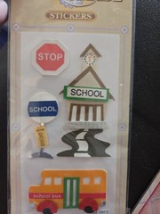 Vintage School Bus 3D Sticker Scrapbook Lot 6pc Freds MAMBI Paper House Kit