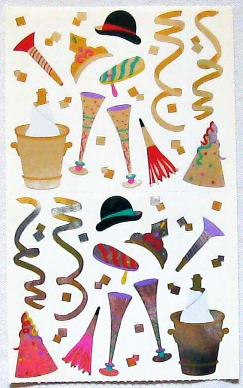 Mrs Grossman 4×6 inch ‘New Years’ Sticker Sheet (Vintage-Retired)