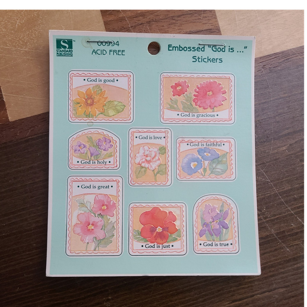 Vintage 1995 Redi-Stix Embossed Christian Stickers Scrapbooking 6 new sheets
