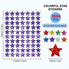 2800 PCS Star Stickers for Kids Reward, 8 Colors Holographic Small Star Stick…
