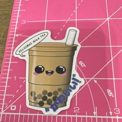 Bubble Tea Boba Drink Stickers Set, Multicolor Food & Drink Theme (4 pcs)
