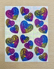 VINTAGE Lisa Frank Sticker Sheet – Rainbow Leopard Print Hearts – S164