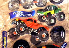 Sticko BIG TRUCKS MONSTER TRUCKS Binder Sheet Scrapbook Stickers Prismatic NEW