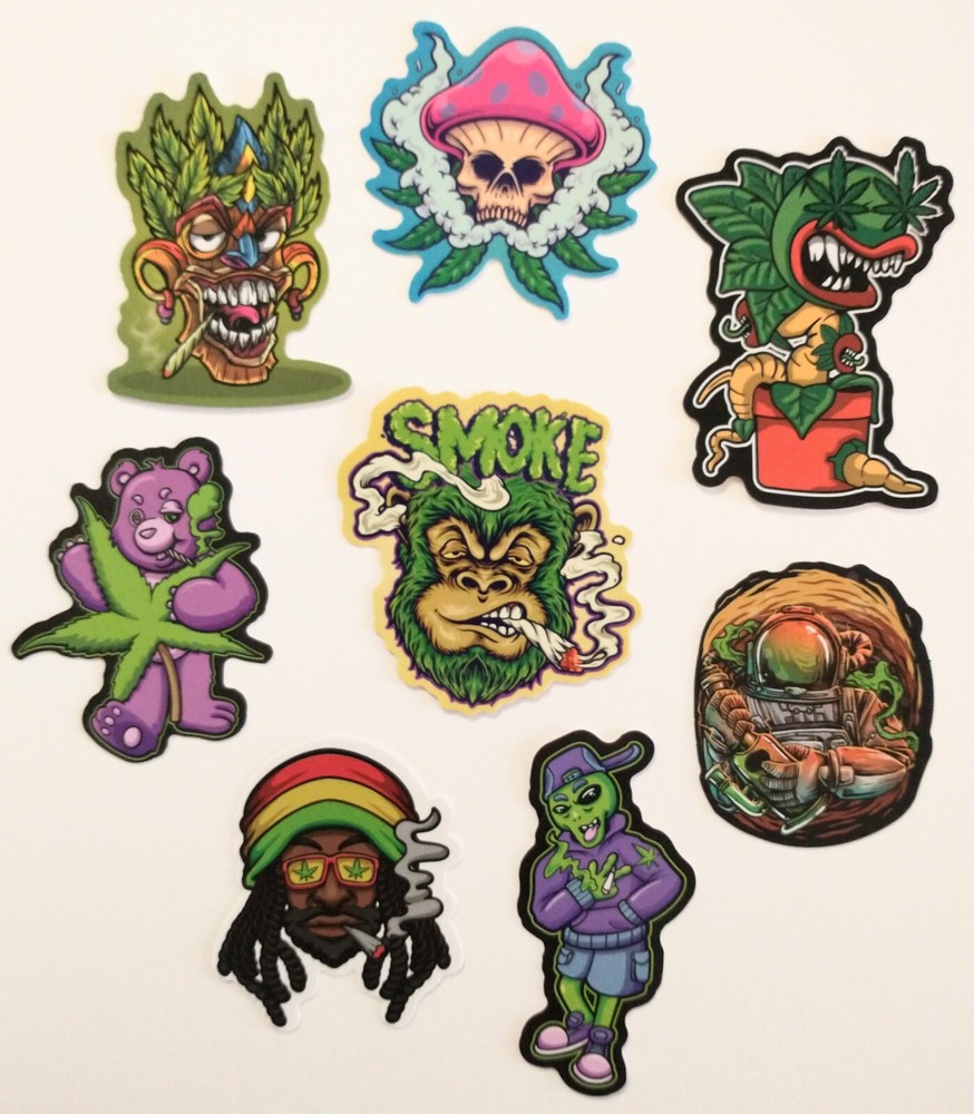Crazy Fun Weed! 420 Fans! Marijuana. Cannabis. Cool! *8 Stickers/Decals (Set 5)
