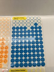 4 Partial Sheets Neon Smiley Face Trend Stickers Pink Orange Yellow Blue 232 pcs