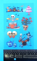 Halloween Clear Decal Sticker Sheet Style 16 Musical Skeletons