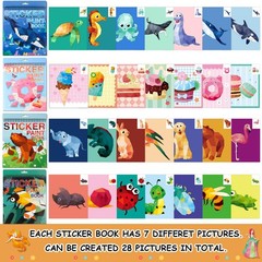 Sticker by Number Book for Kids Ages 48, 812 and Adults Animals, Ocean, Desse…