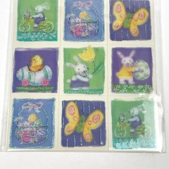 NEW Stickety Doo Da EASTER BUNNY EGG BUTTERFLY Green Glitter Sticker Sheet