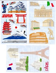 Mrs Grossmans Stickers Foreign Travel Destinations Sheets PARIS ROME & JAPAN