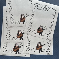 Vintage 80s 90s Hatley Cat Guitar Music Notes Note Stationary Paper Sheets