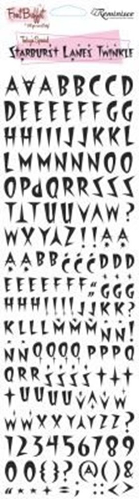 Reminisce Font Buffet Rub-Ons, Starburst Lanes Twinkle