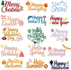 15PCS Holiday Word Die Cuts for Card Making Happy Birthday Die Cuts