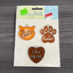 Daisy Hill Cats Meow Scrapbook Lot Stickers Paper Pad Brads Metal Accents 25+pcs