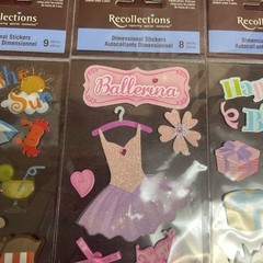 RECOLLECTIONS STICKERS HAPPY BIRTHDAY ,BALLERINA,fun In Sun Lot Of 4