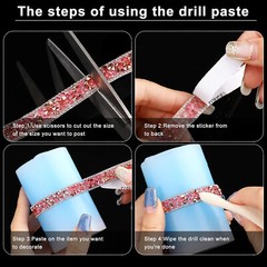1 Roll 108″ x 0.4″ Pink Bling Rhinestone Crystal Diamond DIY Decor Sticker Decal