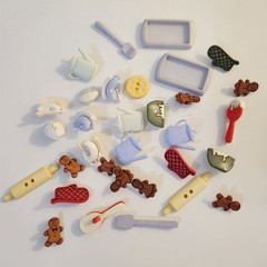 UNUSED Decorative Buttons BAKING COOKIES TEA SET Crafts Sewing Scrapbook